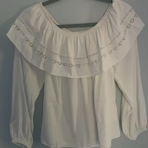 White House Black Market ivory/cream off the shoulder blouse